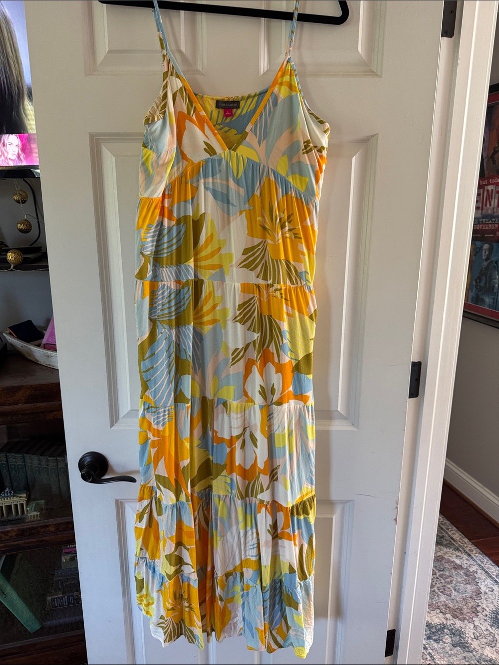 Vince Camuto Yellow, Blue & Green Floral Maxi Dress
